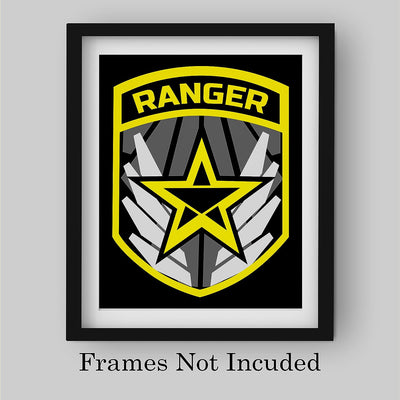 United States Army Ranger Logo Print -8 x 10" US Military Wall Art Print-Ready to Frame. Patriotic Home-Office-Military School-Cave Decor. Great Gift for All Who Served! Display Your Pride-Go Army!