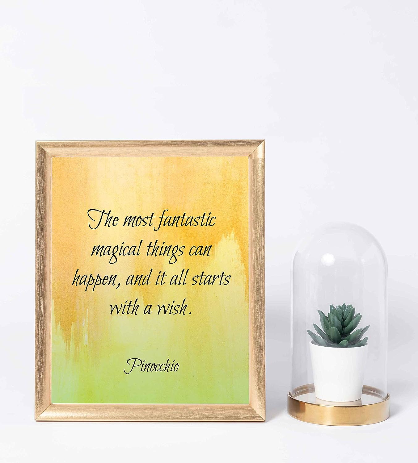 Magical Things Can Happen-All Starts With A Wish -Pinocchio Quotes Wall Art-8 x 10" Inspirational Typographic Print-Ready to Frame. Home-Office-Studio-Nursery-School Decor. Great for Disney Fans!