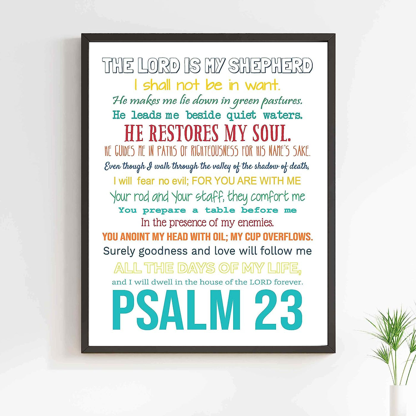 Psalm 23-The Lord Is My Shepherd Bible Verse Wall Art -11 x 14" Inspirational Scripture Wall Print- Ready to Frame. Religious Home-Office-Sunday School-Church Decor. Great Christian Gift of Faith!