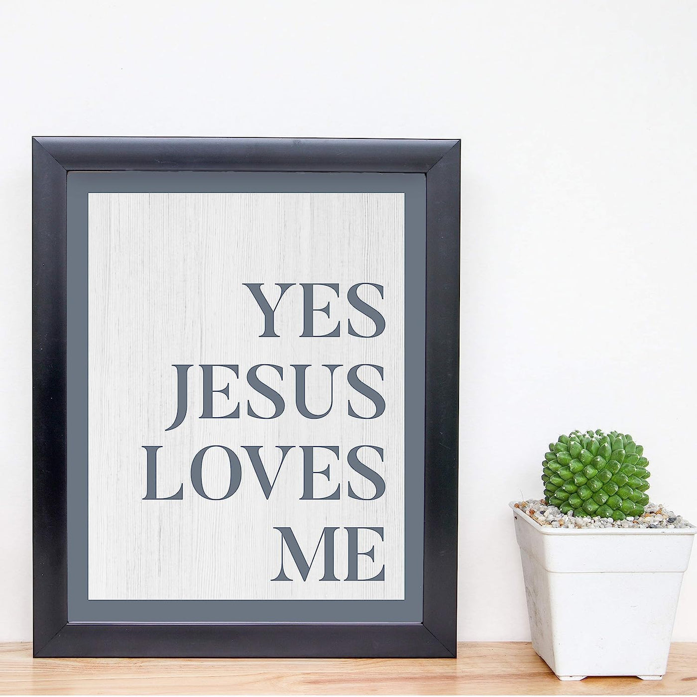 Yes Jesus Loves Me Inspirational Quotes Wall Art Decor -8 x 10" Christian Poster Print-Ready to Frame. Motivational Home-Office-Farmhouse-Church-Religious Decor. Great Gift of Faith-He Loves You!