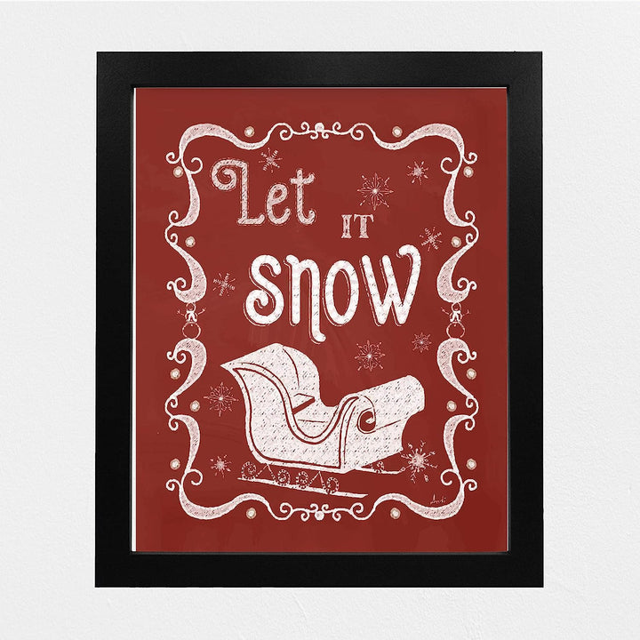 Let It Snow Christmas Songs Wall Art-8 x 10" Fun Winter Holiday Print w/Santa&
