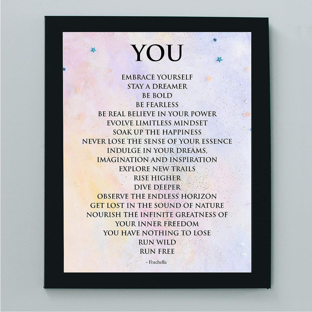 You-Embrace Yourself-Stay A Dreamer-Inspirational Wall Art Sign -8 x 10" Motivational Typographic Wall Print-Ready to Frame. Positive Home-Office-Studio-Dorm Decor. Great Gift for Inspiration!