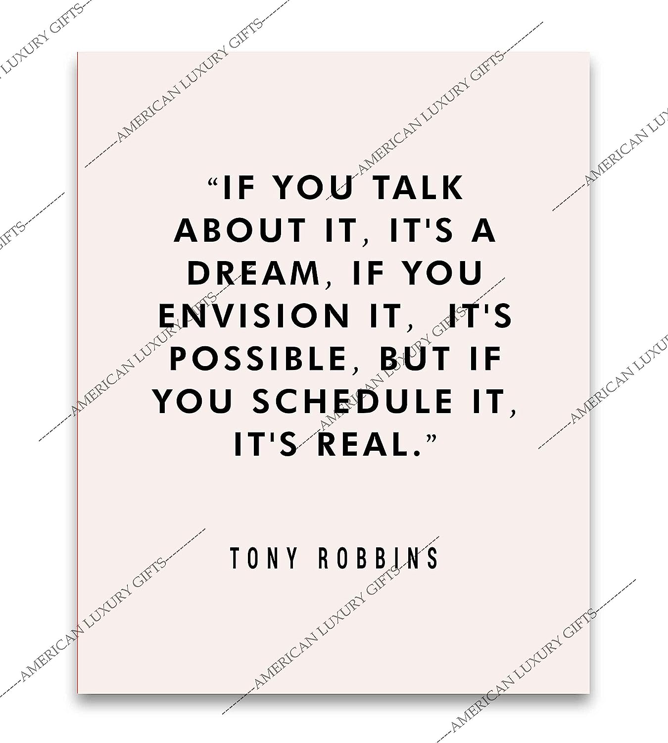 Tony Robbins Quotes Wall Art-"If You Schedule It, It's Real" Motivational Wall Sign -8 x 10" Inspirational Poster Print-Ready to Frame. Modern Typographic Art Decor for Home-Office-School-Gym!