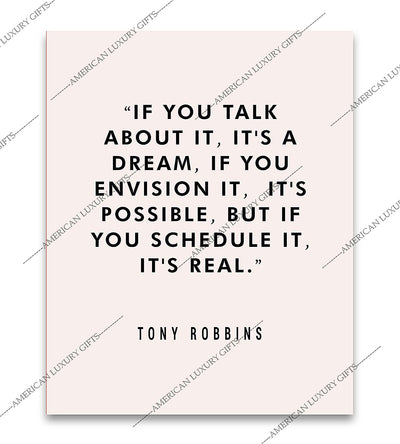 Tony Robbins Quotes Wall Art-"If You Schedule It, It's Real" Motivational Wall Sign -8 x 10" Inspirational Poster Print-Ready to Frame. Modern Typographic Art Decor for Home-Office-School-Gym!