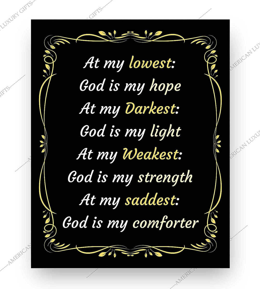 God Is My Hope-Light-Strength-Comforter-Spiritual Wall Art-8 x 10" Modern Typographic Poster Print-Ready to Frame. Inspirational Home-Office-Church D?cor. Great Christian Reminder of God&