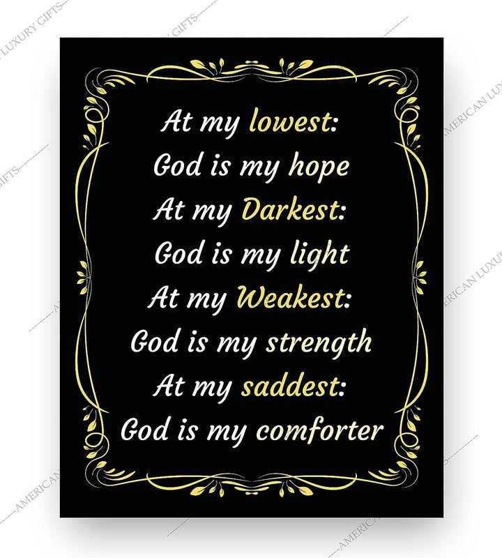 God Is My Hope-Light-Strength-Comforter-Spiritual Wall Art-8 x 10" Modern Typographic Poster Print-Ready to Frame. Inspirational Home-Office-Church D?cor. Great Christian Reminder of God&