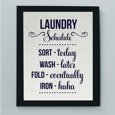 Laundry Room-Drop Your Drawers-Funny Wall Art -14 x 11" Farmhouse Poster Print-Ready to Frame. Vintage Typographic Design. Country Rustic Decor for Home-Guest House. Humorous, Fun Sign for Guests!