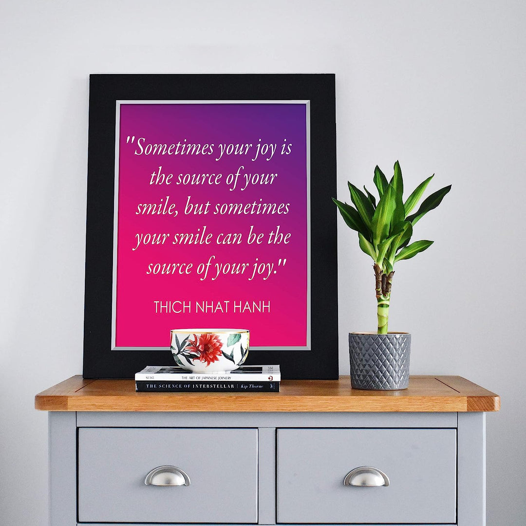Your Smile Can Be the Source of Your Joy -Thich Nhat Hanh Mindfulness Quotes -8 x 10" Spiritual Wall Art Print-Ready to Frame. Home-Office-Studio-Meditation-Zen Decor. Great Life Lesson-Smile!