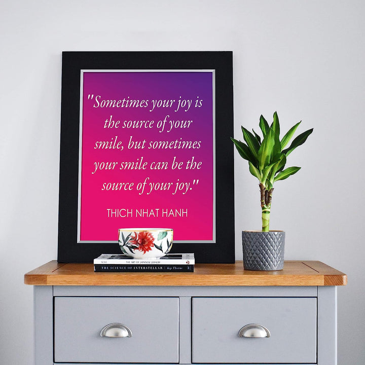 Your Smile Can Be the Source of Your Joy -Thich Nhat Hanh Mindfulness Quotes -8 x 10" Spiritual Wall Art Print-Ready to Frame. Home-Office-Studio-Meditation-Zen Decor. Great Life Lesson-Smile!