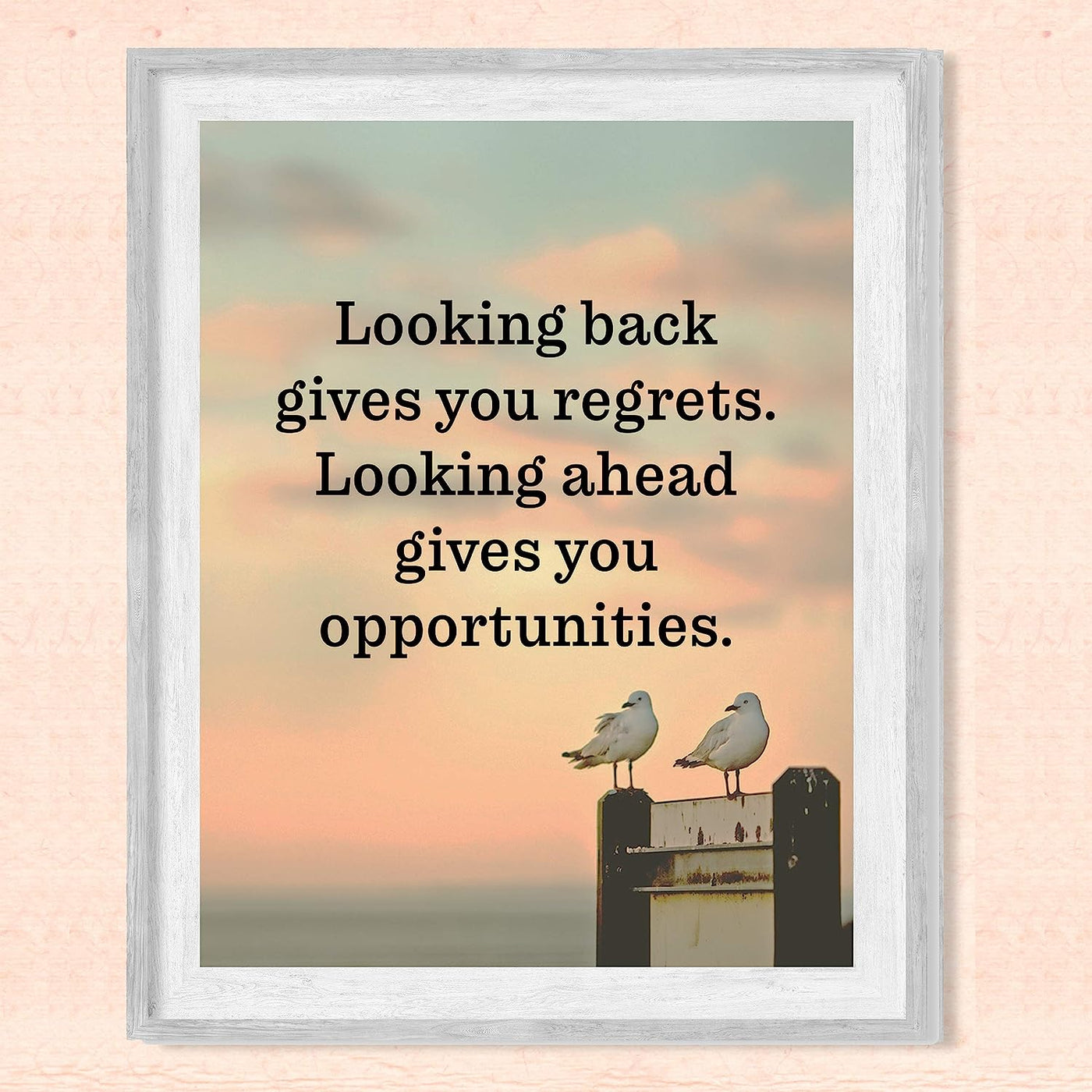 Looking Ahead Gives You Opportunities Beach Poster Print-8x10" Inspirational Quotes Wall Art-Ready to Frame. Home-Office-Ocean Theme Decor. Perfect Guest-Beach House Sign! Great Life Lesson!