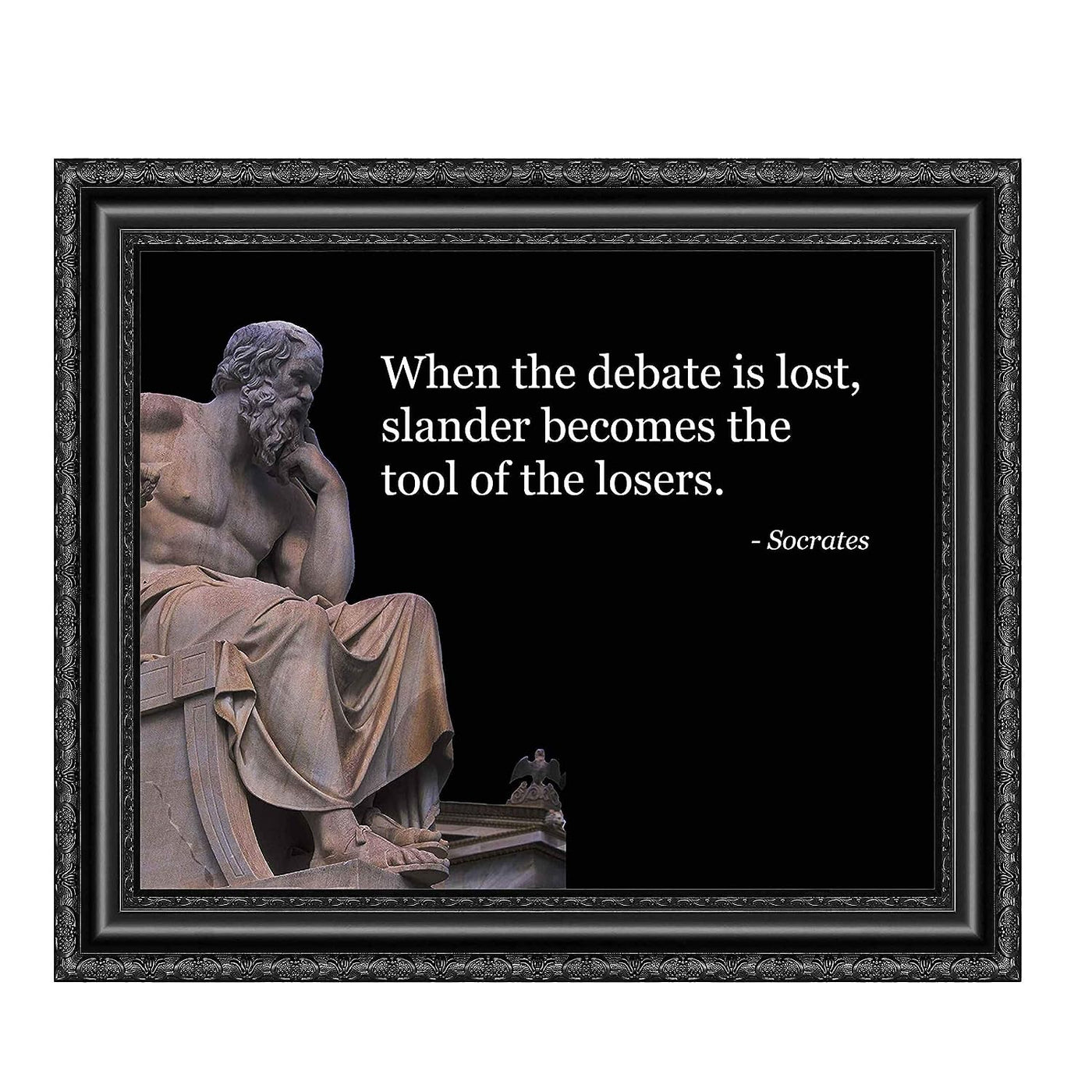 Socrates Quotes Wall Art-"Debate-Slander Is Tool of Losers"- 10 x 8" Wall Print Art- Ready to Frame. Inspirational Office-School-Library-Political D?cor. Perfect Teachers Gift for Motivation.