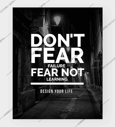 Don't Fear Failure-Fear Not Learning Motivational Quotes Wall Art -8 x 10" Typographic Poster Print-Ready to Frame. Inspirational Home-Office-School-Gym-Locker Room Decor. Great Gift of Motivation!
