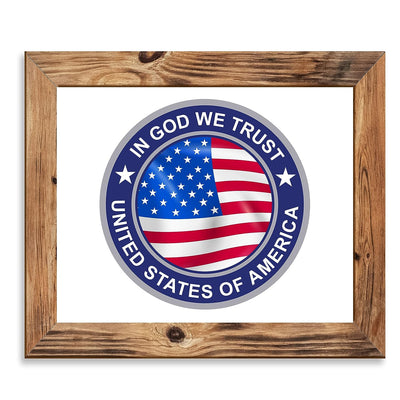 In God We Trust- Patriotic American Flag Wall Art -8 x 10" United States of America Seal Print -Ready To Frame. Christian Decor for Home-Office-Garage-Bar-Cave. Show Your Love of God and USA!