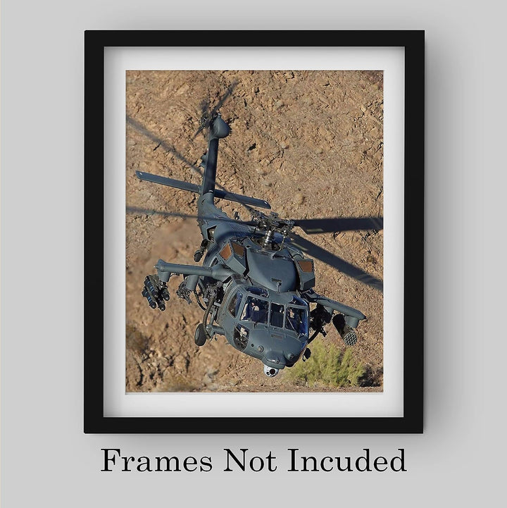 HH-60 Pave Hawk Military Helicopter - 8 x 10" US Air Force Wall Decor Print -Ready To Frame. Perfect Decor for Home-Office-Military-Man Cave-Garage. Great Gift for Active Duty &amp; Veterans