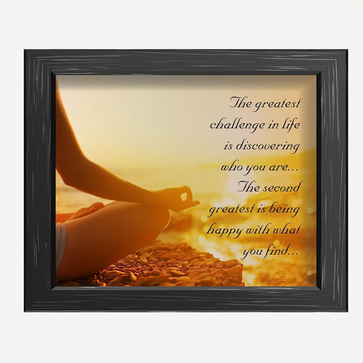 Greatest Challenge-Discover Who You Are-Happy With What You Find- Inspirational Wall Art-10 x 8"- Wall Print-Ready to Frame. Modern Zen Decor for Home-Office-Studio-Meditation-Yoga. Great Gift!