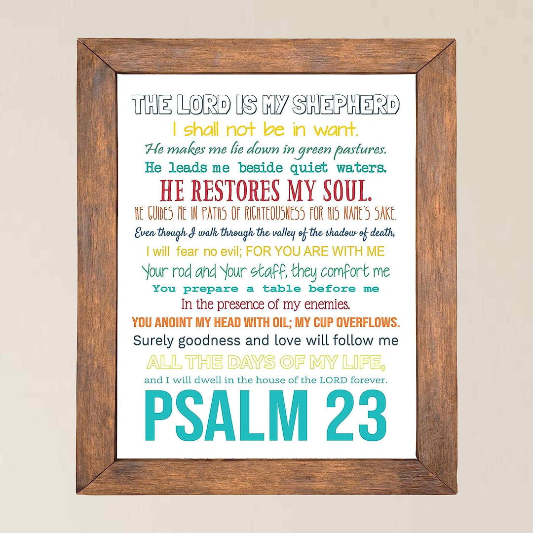 Psalm 23-The Lord Is My Shepherd Bible Verse Wall Art -11 x 14" Inspirational Scripture Wall Print- Ready to Frame. Religious Home-Office-Sunday School-Church Decor. Great Christian Gift of Faith!
