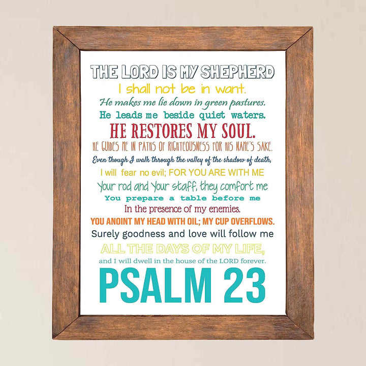Psalm 23-The Lord Is My Shepherd Bible Verse Wall Art -11 x 14" Inspirational Scripture Wall Print- Ready to Frame. Religious Home-Office-Sunday School-Church Decor. Great Christian Gift of Faith!