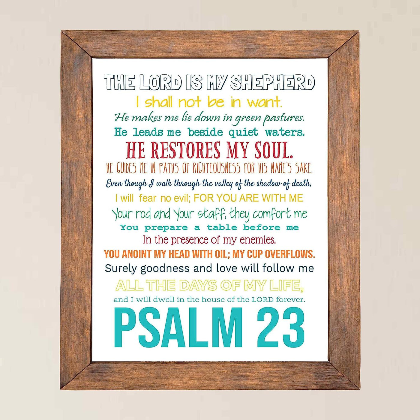 Psalm 23-The Lord Is My Shepherd Bible Verse Wall Art -11 x 14" Inspirational Scripture Wall Print- Ready to Frame. Religious Home-Office-Sunday School-Church Decor. Great Christian Gift of Faith!