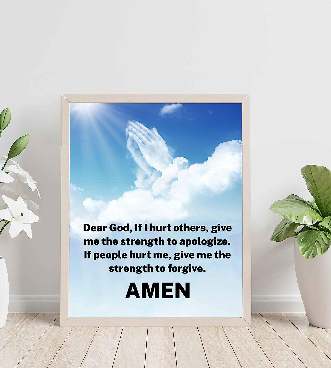 Give Me the Strength to Apologize-Forgive-Christian Prayer Wall Art -8 x 10" Typographic Poster Print-Ready to Frame. Inspirational Home-Office-Church Decor. Great Gift of Faith and Forgiveness!