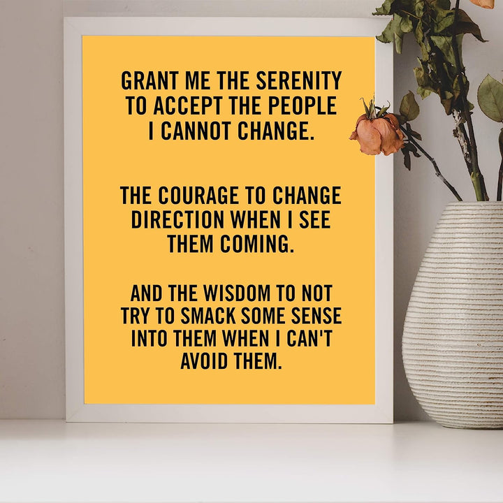 Grant Me the Wisdom to Not Smack Them Funny Wall Art -8 x 10" Sarcastic Print-Ready to Frame. Modern Typographic Design. Humorous Home-Office-Bar-Shop-Cave Decor. Great Novelty Sign-Fun Gift!