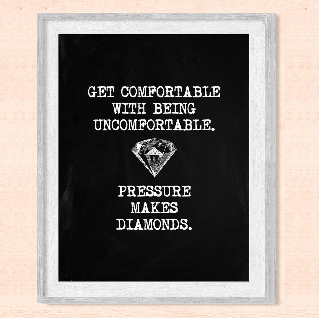 Pressure Makes Diamonds Motivational Wall Art -8 x 10" Modern Typographic Art Print w/Diamond Image-Ready to Frame. Inspirational Home-Office-Work-Classroom Decor. Great Gift for Motivation!