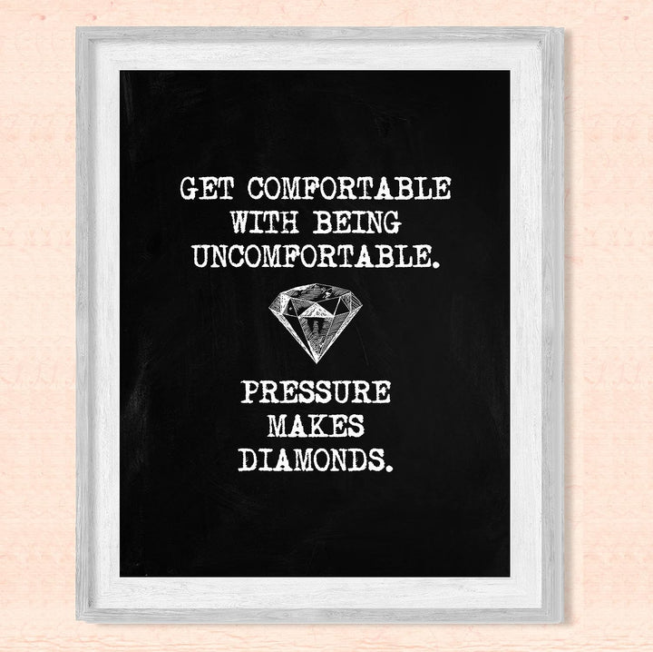 Pressure Makes Diamonds Motivational Wall Art -8 x 10" Modern Typographic Art Print w/Diamond Image-Ready to Frame. Inspirational Home-Office-Work-Classroom Decor. Great Gift for Motivation!