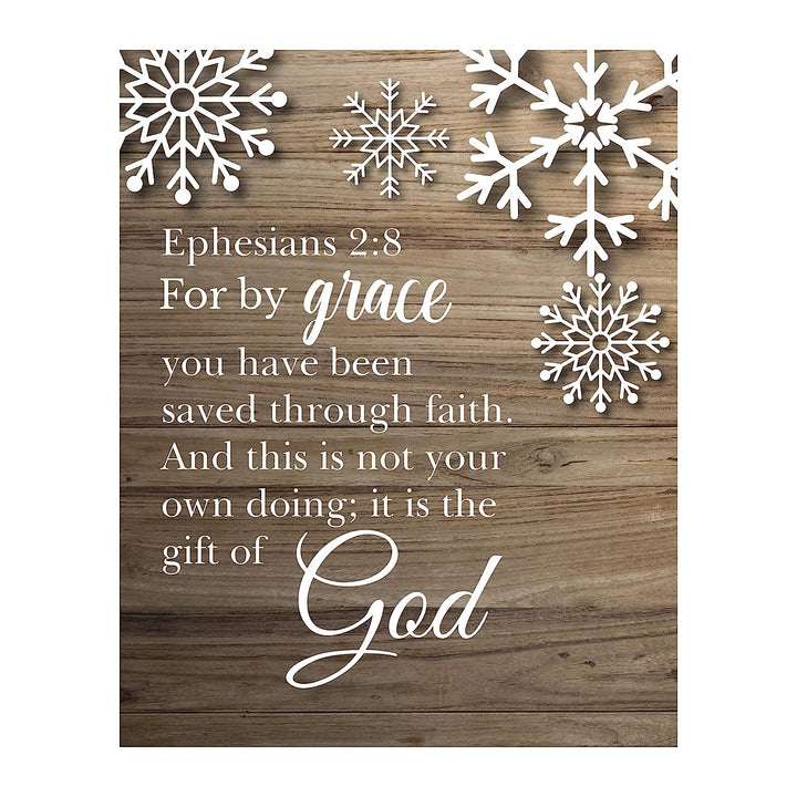 Ephesians 2:8-?For By Grace You Have Been Saved?-Bible Verse Wall Art- 8 x 10"-Modern Typographic Wood Design. Scripture Wall Print-Ready to Frame. Home-Office-Church D?cor. Great Christian Gift!