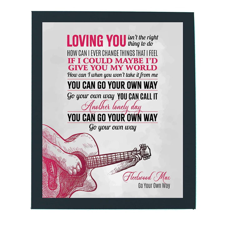 Fleetwood Mac-"You Can Go Your Own Way"-Song Lyrics Wall Art- 11 x 14" Music Lyric Poster Print-Ready to Frame. Home-Studio-Bar-Dorm-Man Cave Decor. Perfect Gift for Fleetwood Mac Fan Collections!