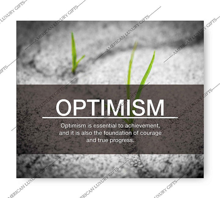 Optimism-Essential to Achievement -Life Quotes Wall Art Sign-10 x 8" Inspirational Poster Print-Ready To Frame. Ideal Home-Office-Studio-Gym-School Decor. Perfect Reminder to Stay Positive!