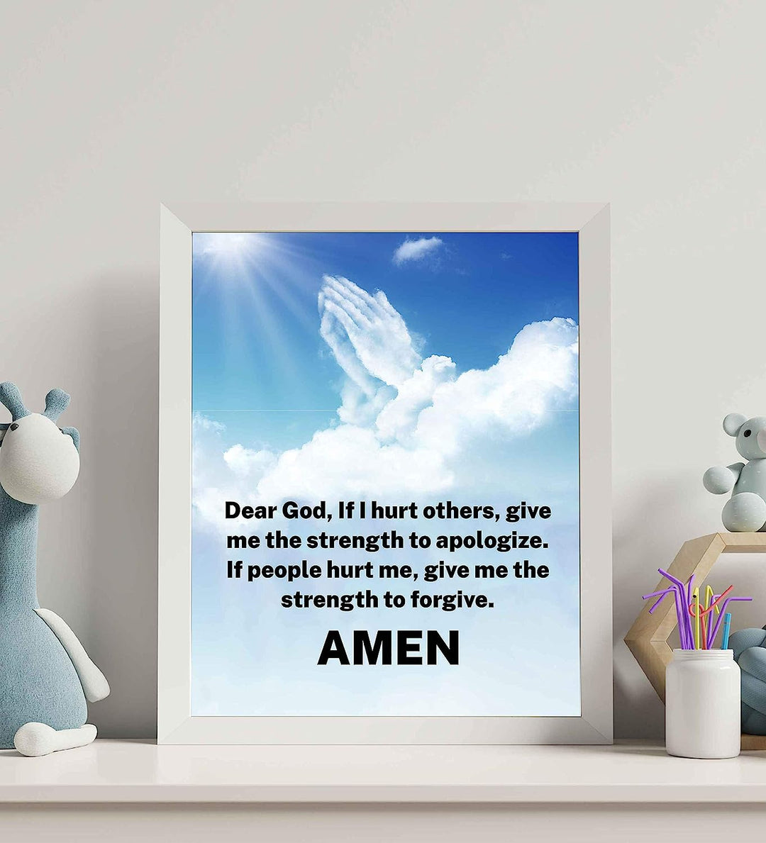 Give Me the Strength to Apologize-Forgive-Christian Prayer Wall Art -8 x 10" Typographic Poster Print-Ready to Frame. Inspirational Home-Office-Church Decor. Great Gift of Faith and Forgiveness!