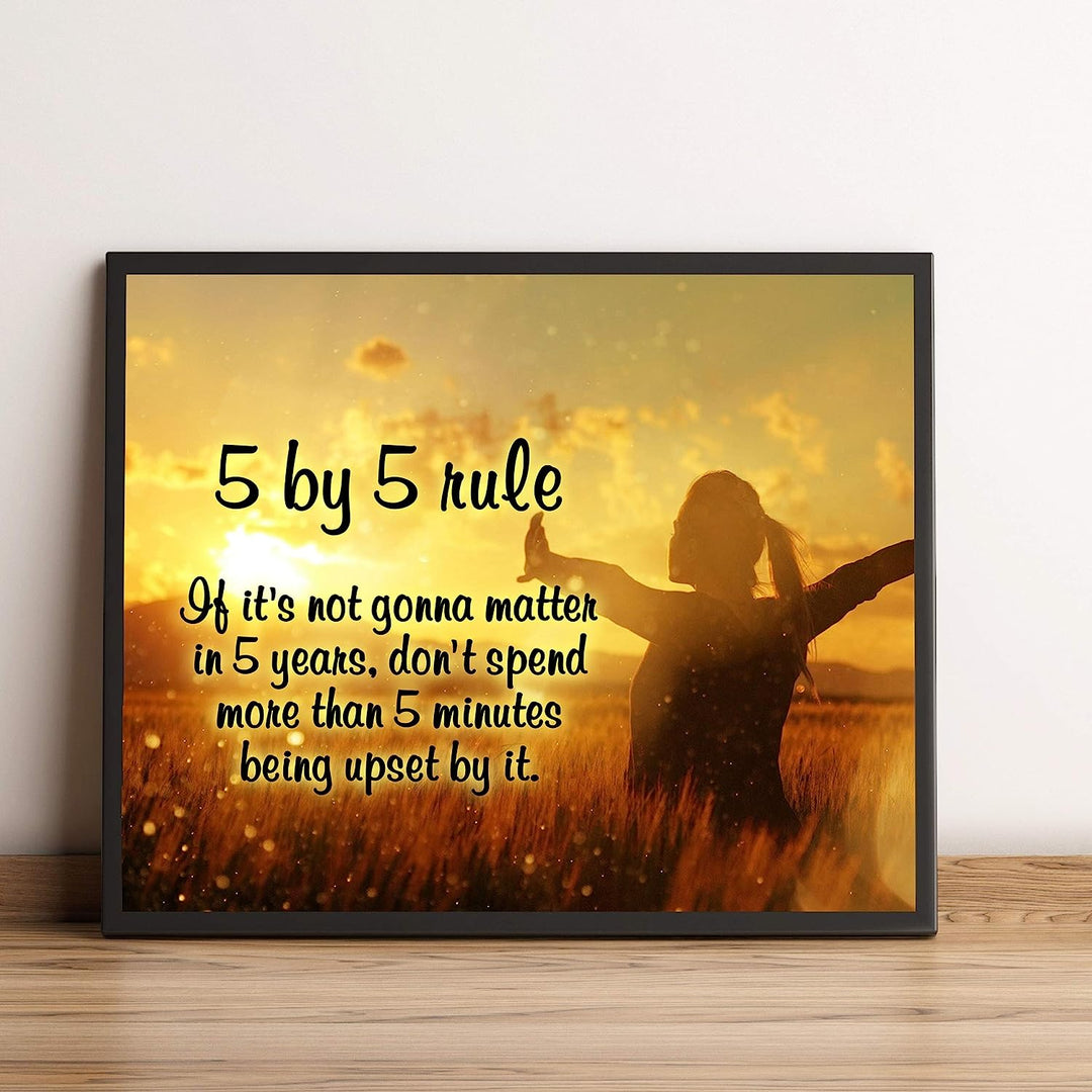 ?5 By 5 Rule? Motivational Wall Art-10 x 8" Typographic Sunset Poster Print-Ready to Frame. Inspirational Home-Office-Work-Classroom Decor. Perfect Sign for Motivation! Great Advice &amp; Life Lesson!
