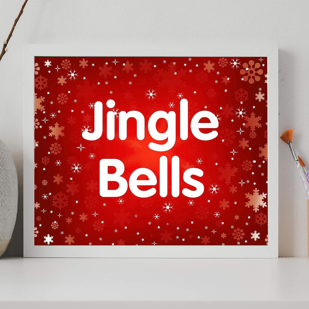 Jingle Bells Christmas Song Wall Art Decor -14 x 11" Holiday Music Wall Print -Ready to Frame. Typographic Home-Welcome-Kitchen-Farmhouse-Winter Decor. Merry Decoration-Display Your Holiday Joy!