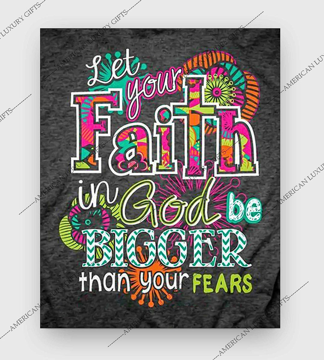 ?Faith In God-Bigger Than Fears?-Inspirational Wall Art Sign-8 x 10" Shabby Chic Abstract Poster Print-Ready to Frame. Home-Bedroom-Office-Dorm-Church D?cor. Perfect Christian Gift for Teens!