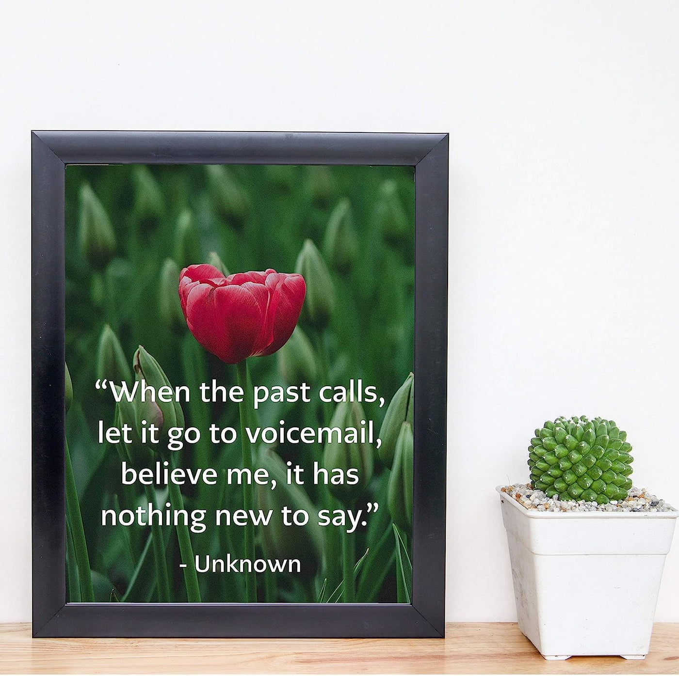 ?When the Past Calls-Let It Go To Voicemail" Inspirational Quotes Wall Art -8 x 10" Floral Typographic Photo Print-Ready to Frame. Positive Quote for Home-Office-Studio-School Decor. Great Reminder!