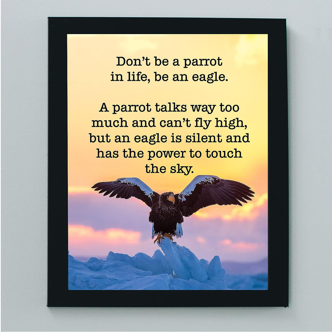 Be An Eagle-Silent &amp; Powerful Motivational Wall Art -8 x 10" Typographic on Eagle Photo Print-Ready to Frame. Inspirational Decor for Home-Office-Studio-School-Gym. Great Sign for Motivation!