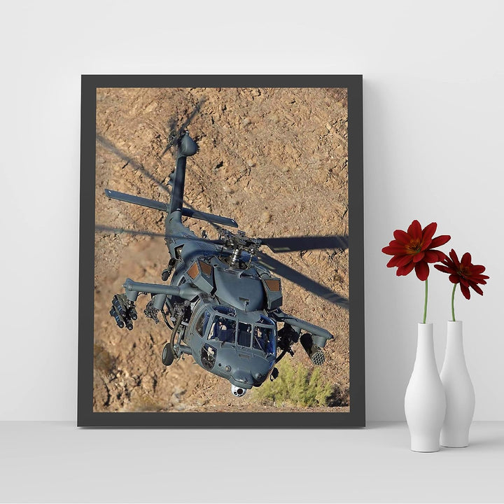 HH-60 Pave Hawk Military Helicopter - 8 x 10" US Air Force Wall Decor Print -Ready To Frame. Perfect Decor for Home-Office-Military-Man Cave-Garage. Great Gift for Active Duty &amp; Veterans