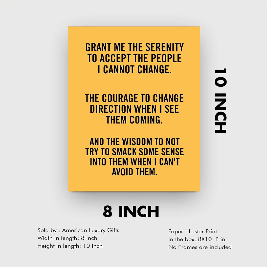 Grant Me the Wisdom to Not Smack Them Funny Wall Art -8 x 10" Sarcastic Print-Ready to Frame. Modern Typographic Design. Humorous Home-Office-Bar-Shop-Cave Decor. Great Novelty Sign-Fun Gift!
