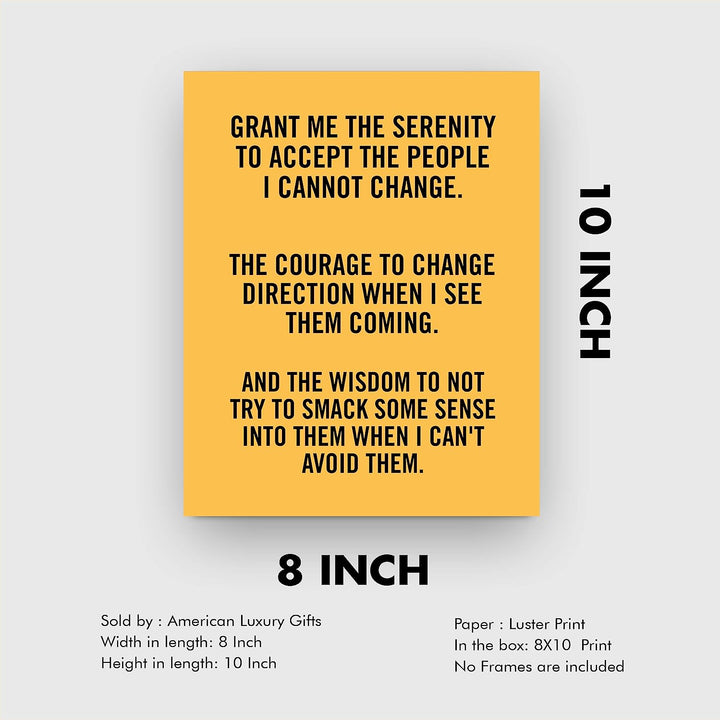 Grant Me the Wisdom to Not Smack Them Funny Wall Art -8 x 10" Sarcastic Print-Ready to Frame. Modern Typographic Design. Humorous Home-Office-Bar-Shop-Cave Decor. Great Novelty Sign-Fun Gift!