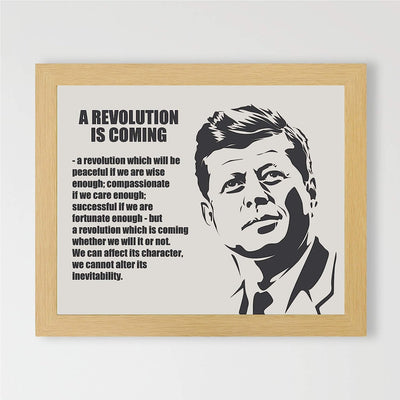 John F. Kennedy Quotes-"A Revolution Is Coming"-10x8" Political Wall Art Print-Ready to Frame. JFK Presidential Portrait Silhouette. Patriotic Home-Office-School-Library Decor! Great Historical Gift!