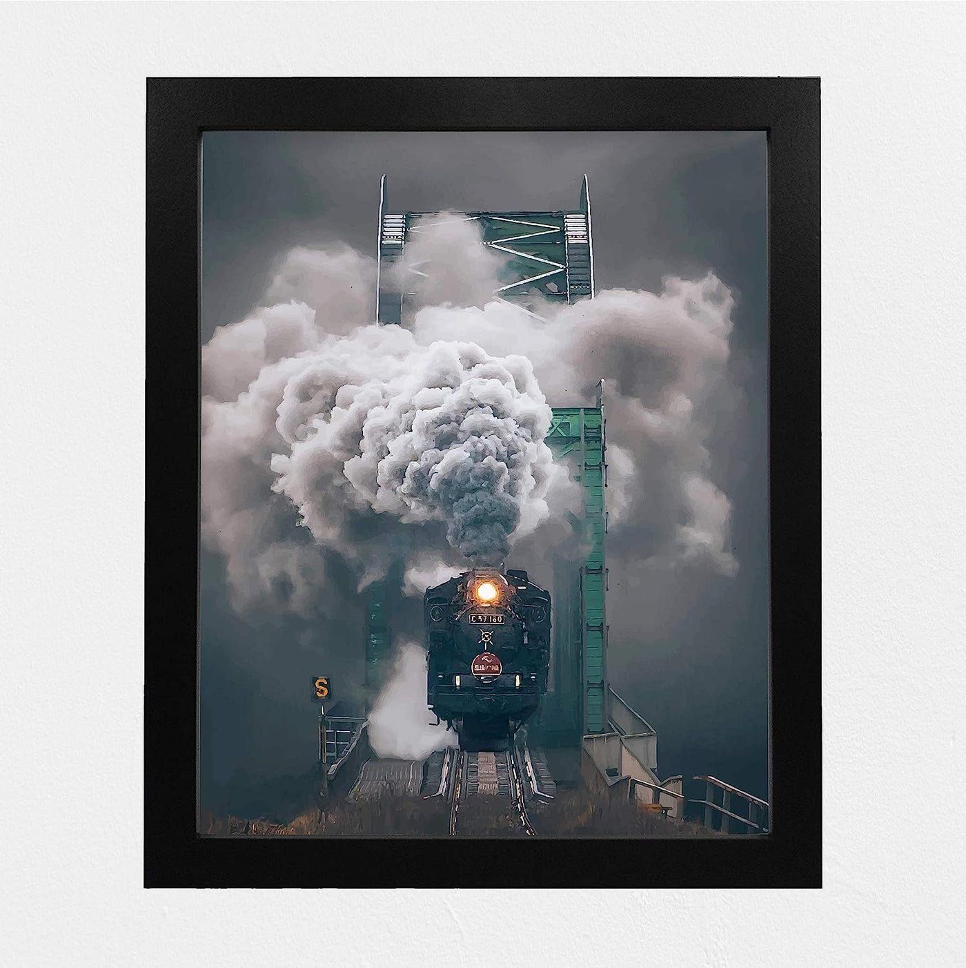 Antique Steam Locomotive Wall Decor Image -8x10" Retro Train Poster Print-Ready to Frame. Railroad Decor for Home-Kids Bedroom-Office-Studio. Perfect Decoration for Game Room-Garage-Man Cave!