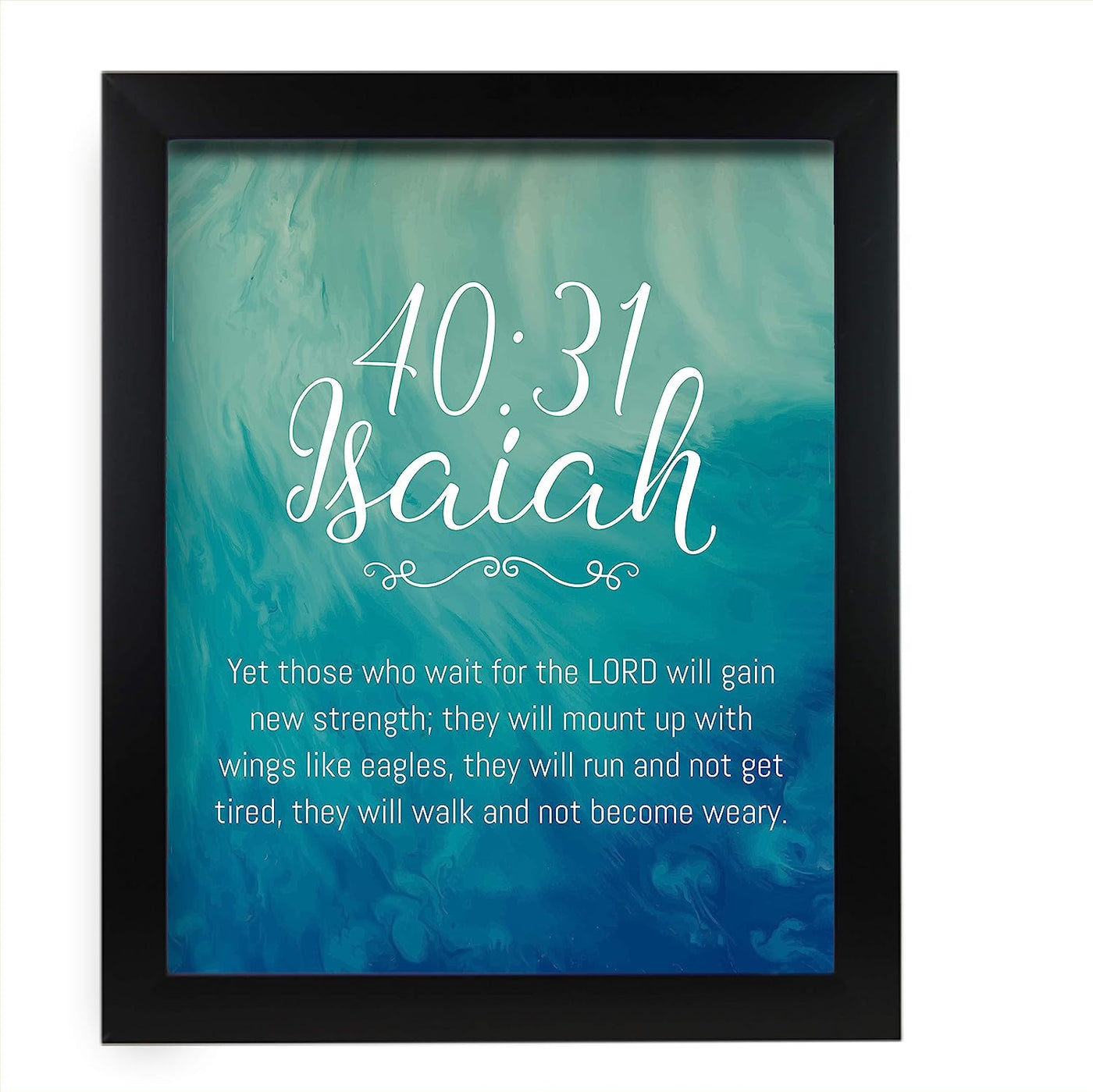 Isaiah 40:31-"Those Who Wait for the Lord Will Gain New Strength" Bible Verse Wall Art -11 x 14" Abstract Scripture Wall Print- Ready to Frame. Christian Home-Office-Sunday School-Church Decor.