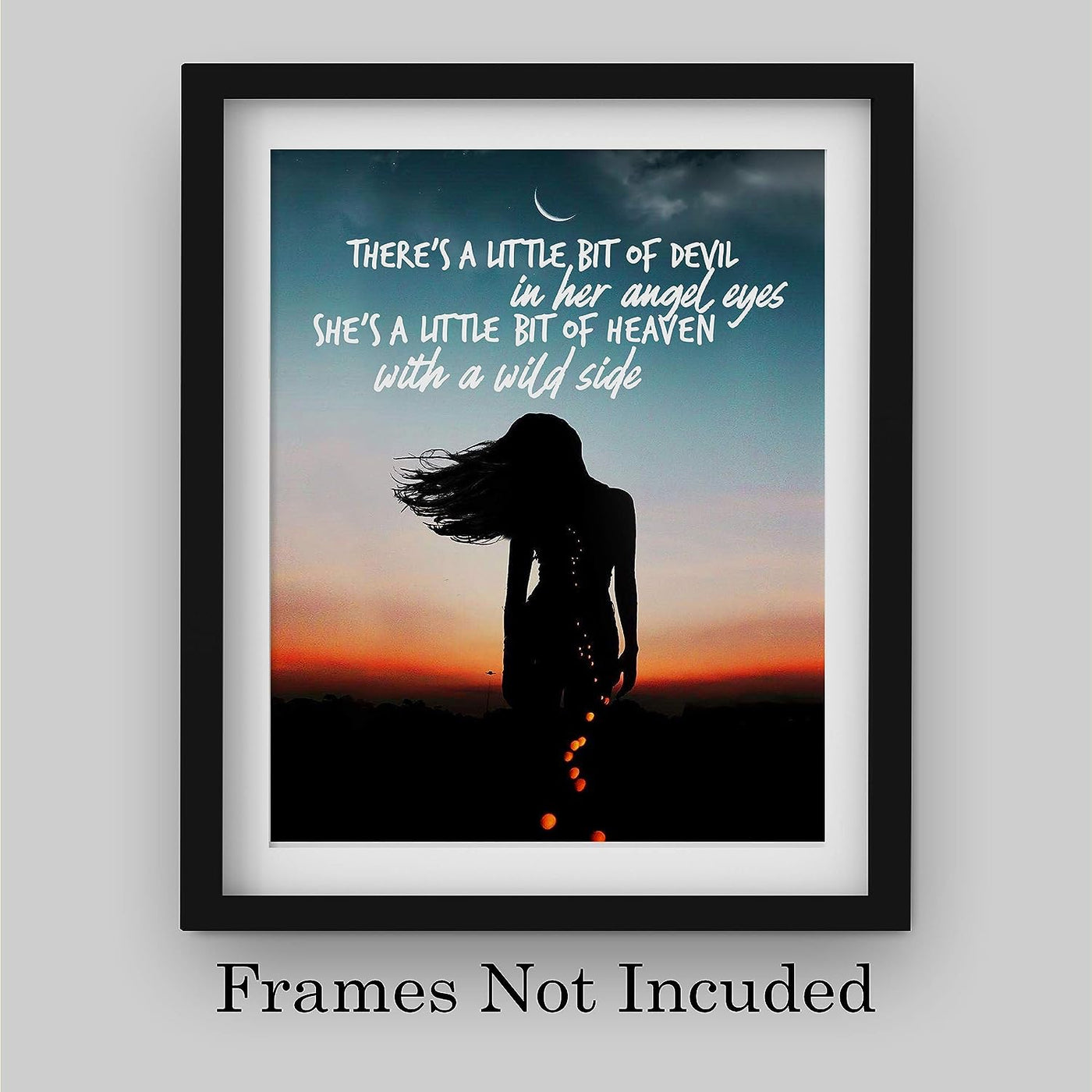 Love & Theft-"There's a Little Bit of Devil in Her Angel Eyes" Song Lyric Wall Art -8x10" Typographic Sunset Print -Ready to Frame. Home-Studio-Bar-Dorm-Cave Decor. Great Gift for Country Music Fans!