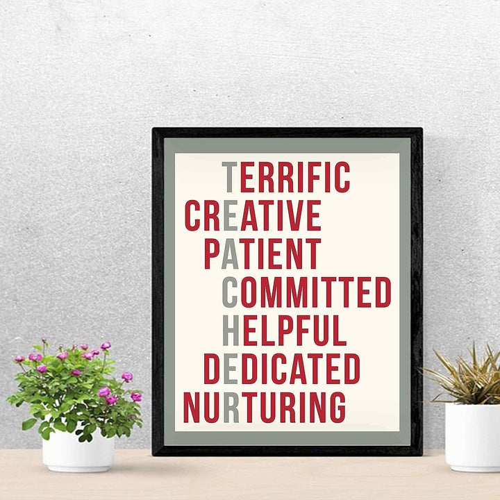 A Teacher Is. Inspirational Acronym Sign -11 x 14" Word Art Wall Print-Ready to Frame. Modern Typographic Design. Motivational Home-Office-Classroom Decor. Great Gift of Gratitude &amp; Appreciation!