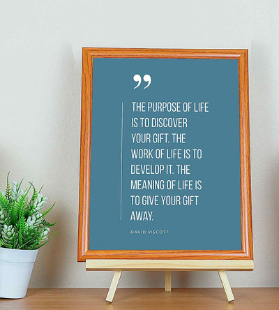 David Viscott-"Purpose of Life Is to Discover Your Gift" -Positive Quotes Wall Sign -8 x 10" Motivational Art Print-Ready to Frame. Perfect Inspirational Decor for Home-Office-School-Business!