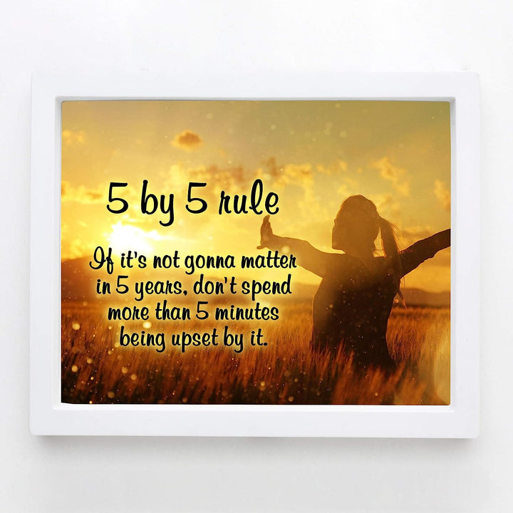 ?5 By 5 Rule? Motivational Wall Art-10 x 8" Typographic Sunset Poster Print-Ready to Frame. Inspirational Home-Office-Work-Classroom Decor. Perfect Sign for Motivation! Great Advice &amp; Life Lesson!