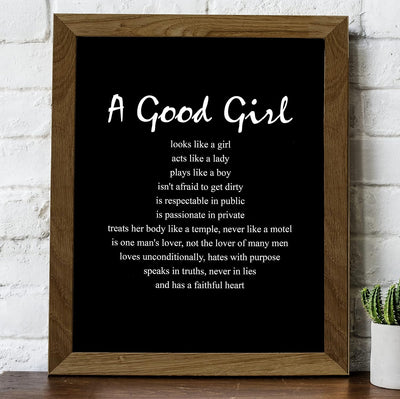 A Good Girl-Has A Faithful Heart-Inspirational Quotes Wall Art -8 x 10" Motivational Womens Typography Print-Ready to Frame. Positive Home-Girls Bedroom-Teen Decor. Great Gift to Empower Women!