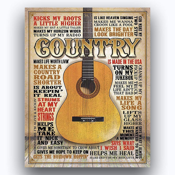 All Music- Country- Guitar Lovers Quotes Wall Art Set (2) 8 x 10&