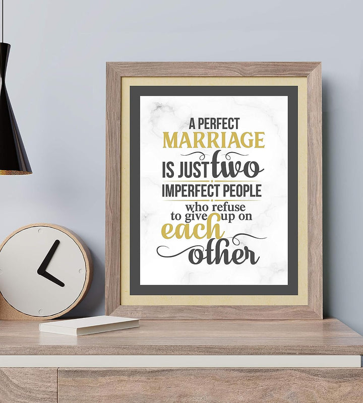 A Perfect Marriage-Just Two Imperfect People -Love &amp; Marriage Wall Art Print- 8 x 10"-Ready to Frame. Inspirational Wall Decor for Home-Office-Boutique. Perfect Engagement-Bridal-Wedding Gift!
