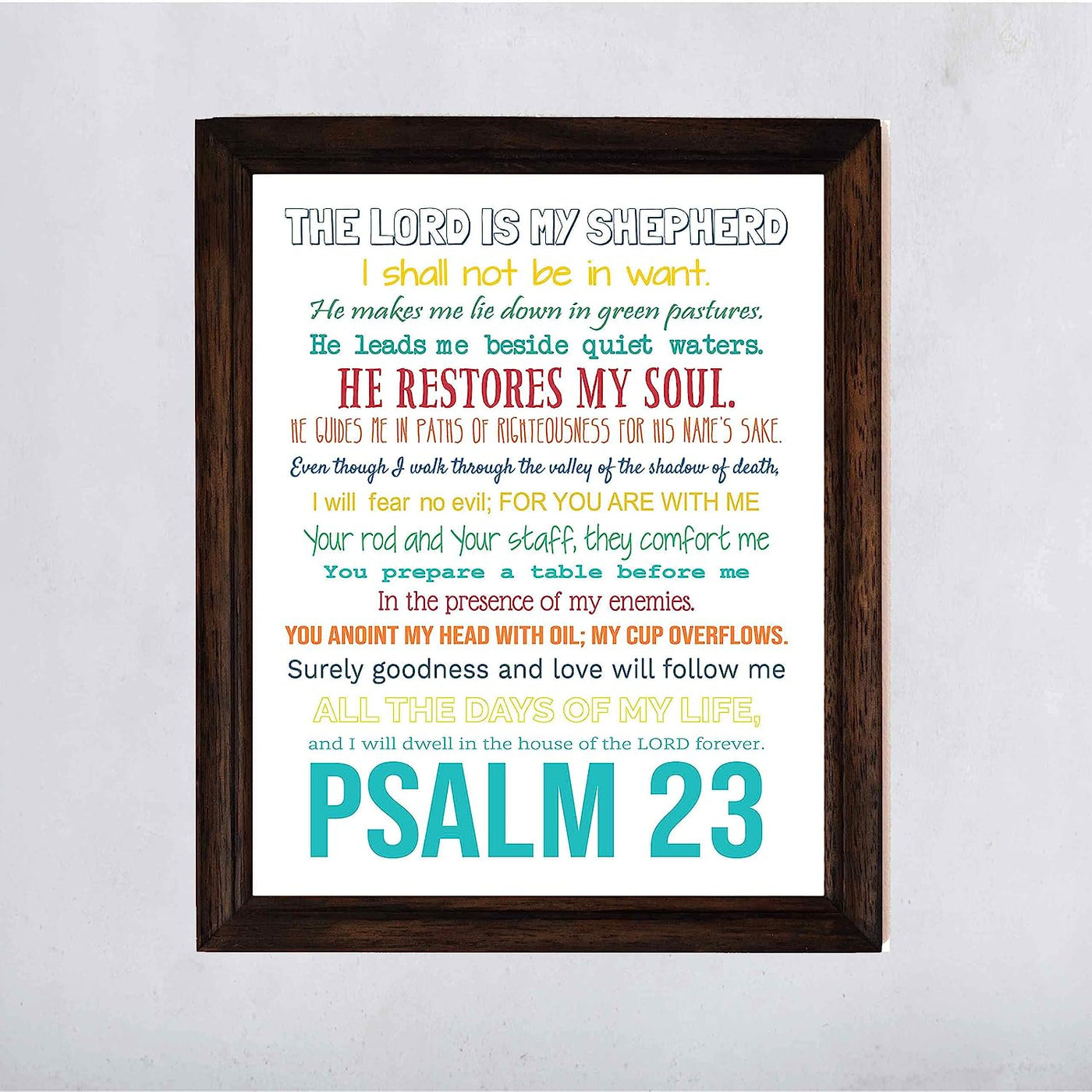 Psalm 23-The Lord Is My Shepherd Bible Verse Wall Art -11 x 14" Inspirational Scripture Wall Print- Ready to Frame. Religious Home-Office-Sunday School-Church Decor. Great Christian Gift of Faith!