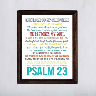 Psalm 23-The Lord Is My Shepherd Bible Verse Wall Art -11 x 14" Inspirational Scripture Wall Print- Ready to Frame. Religious Home-Office-Sunday School-Church Decor. Great Christian Gift of Faith!